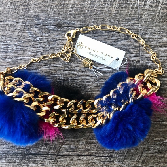Trina Turk Gold Fur Pom Pom Necklace - Picture 4 of 6